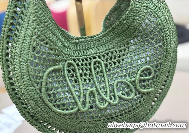 Famous Brand Chloe Summer Banana hobo bag in raffia straw 1668 Green 2025