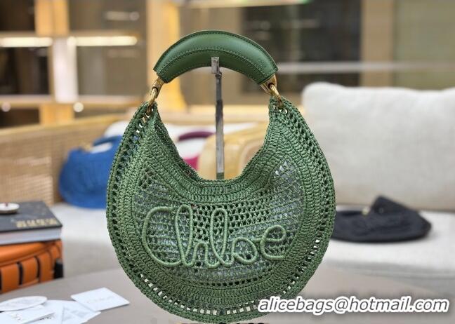 Famous Brand Chloe Summer Banana hobo bag in raffia straw 1668 Green 2025