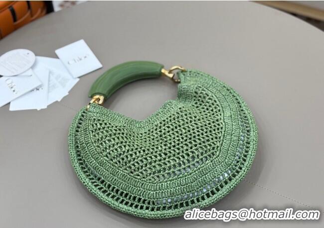 Famous Brand Chloe Summer Banana hobo bag in raffia straw 1668 Green 2025