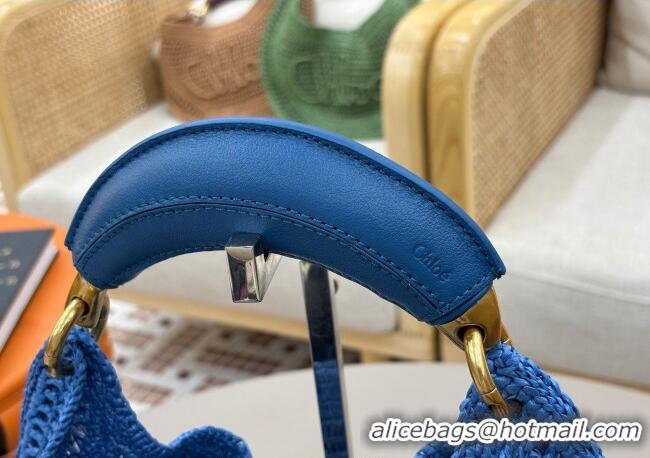 Buy Cheap Chloe Summer Banana hobo bag in raffia straw 1668 Blue 2025