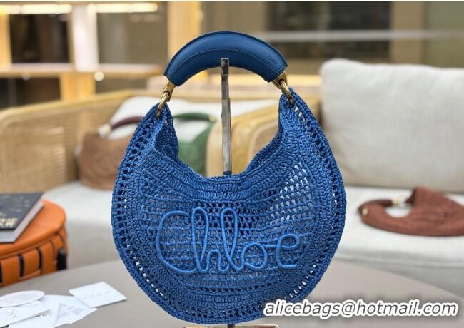 Buy Cheap Chloe Summer Banana hobo bag in raffia straw 1668 Blue 2025