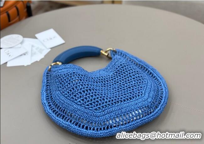 Buy Cheap Chloe Summer Banana hobo bag in raffia straw 1668 Blue 2025