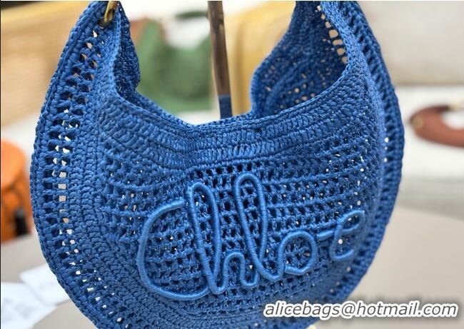 Buy Cheap Chloe Summer Banana hobo bag in raffia straw 1668 Blue 2025