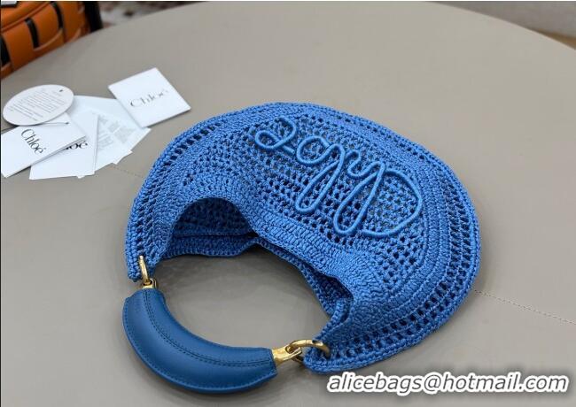 Buy Cheap Chloe Summer Banana hobo bag in raffia straw 1668 Blue 2025