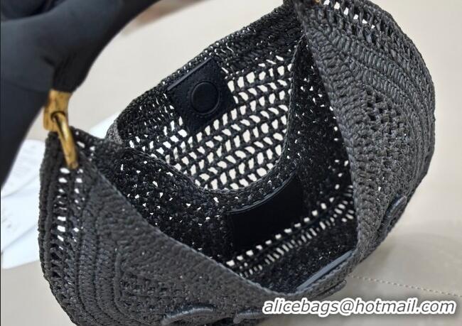 Free Shipping Chloe Summer Banana hobo bag in raffia straw 1668 Black 2025