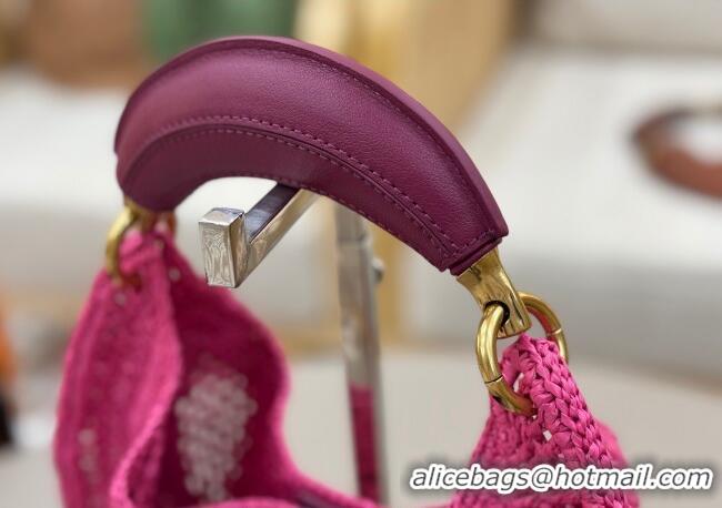 Top Design Chloe Summer Banana hobo bag in raffia straw 1668 Pink 2025