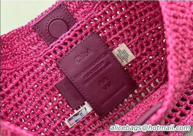 Top Design Chloe Summer Banana hobo bag in raffia straw 1668 Pink 2025