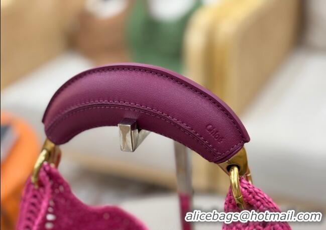Top Design Chloe Summer Banana hobo bag in raffia straw 1668 Pink 2025