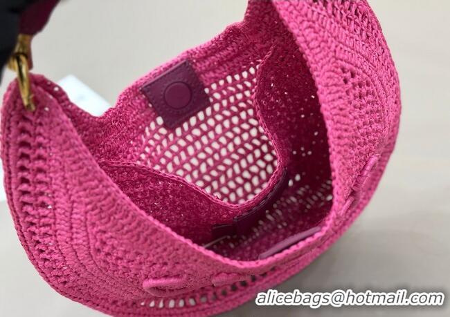 Top Design Chloe Summer Banana hobo bag in raffia straw 1668 Pink 2025