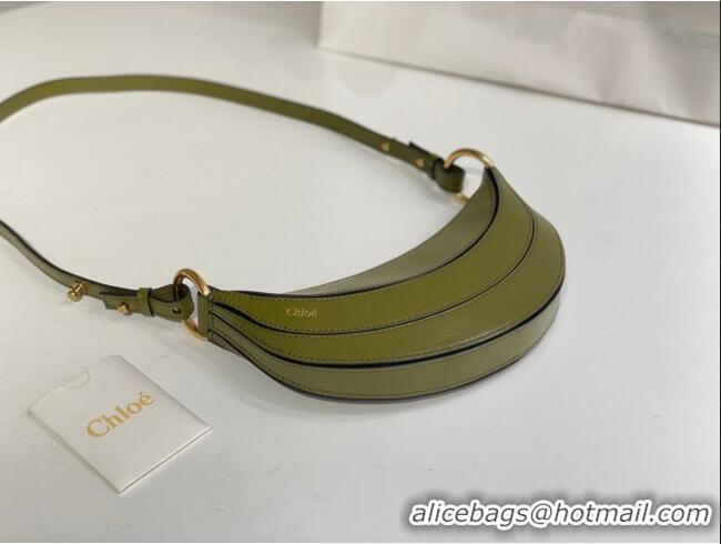 Buy Inexpensive Chloe Banana Cross-body Bag in Grained Leather W865 Green 2025