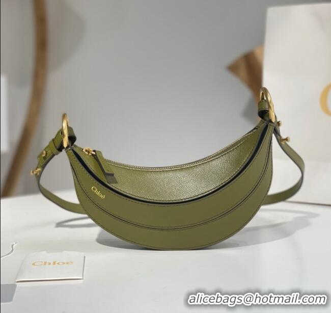 Buy Inexpensive Chloe Banana Cross-body Bag in Grained Leather W865 Green 2025