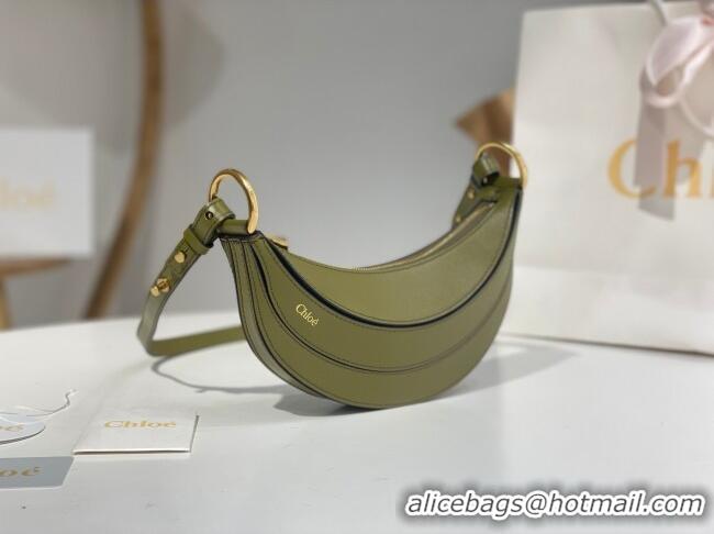 Buy Inexpensive Chloe Banana Cross-body Bag in Grained Leather W865 Green 2025