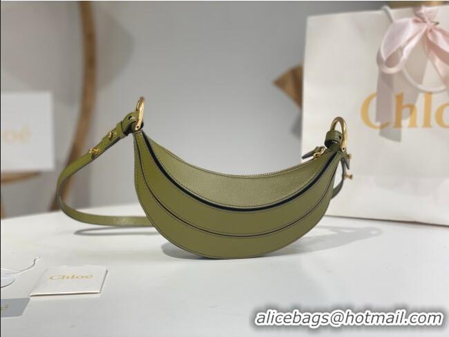 Buy Inexpensive Chloe Banana Cross-body Bag in Grained Leather W865 Green 2025