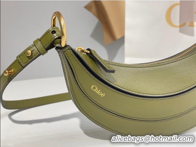 Buy Inexpensive Chloe Banana Cross-body Bag in Grained Leather W865 Green 2025