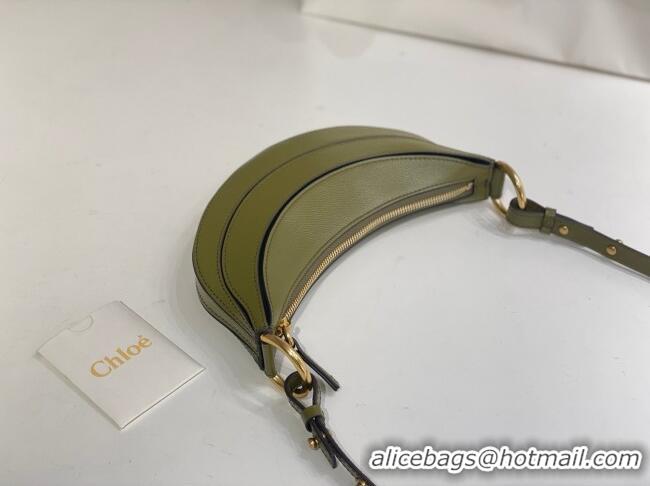 Buy Inexpensive Chloe Banana Cross-body Bag in Grained Leather W865 Green 2025