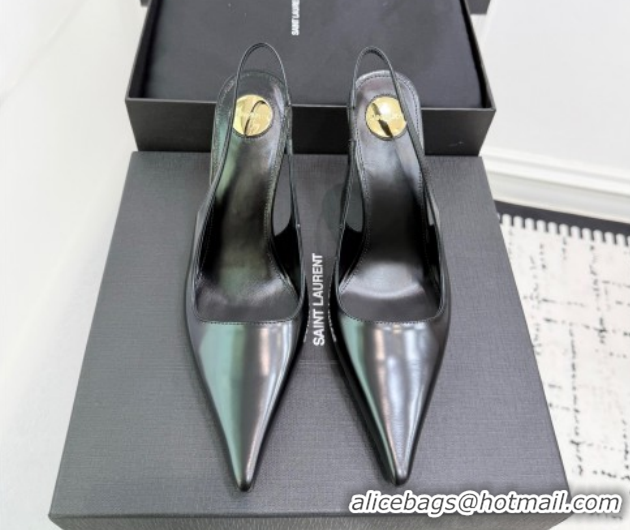 Charming Saint Laurent Vendome Slingbacks Pump 11cm in Patent Leather Black YSL121203 1212102