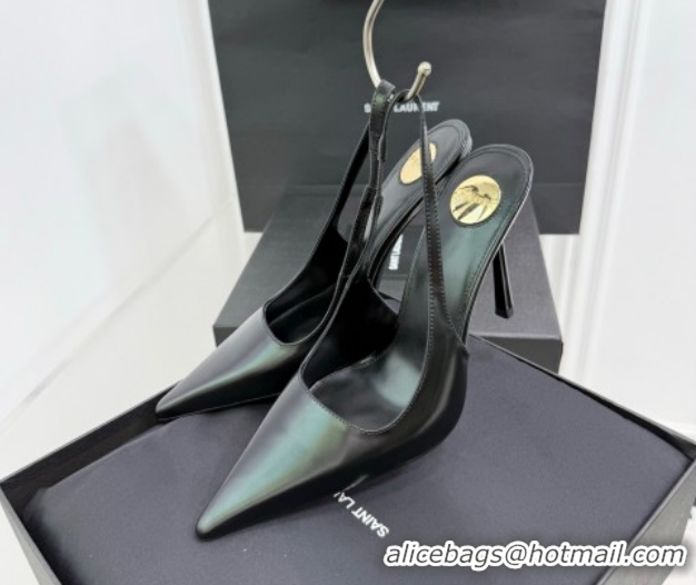 Charming Saint Laurent Vendome Slingbacks Pump 11cm in Patent Leather Black YSL121203 1212102