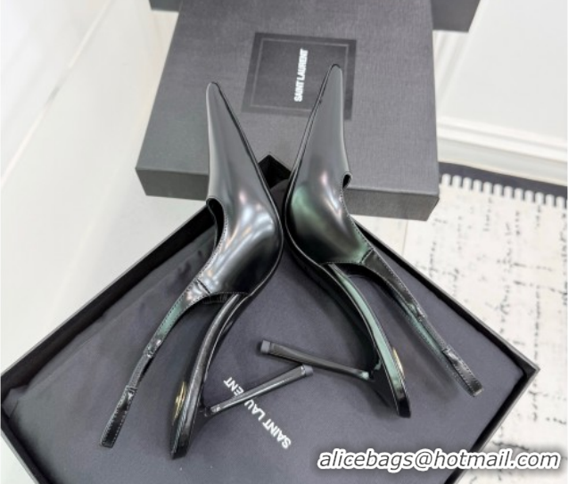 Charming Saint Laurent Vendome Slingbacks Pump 11cm in Patent Leather Black YSL121203 1212102