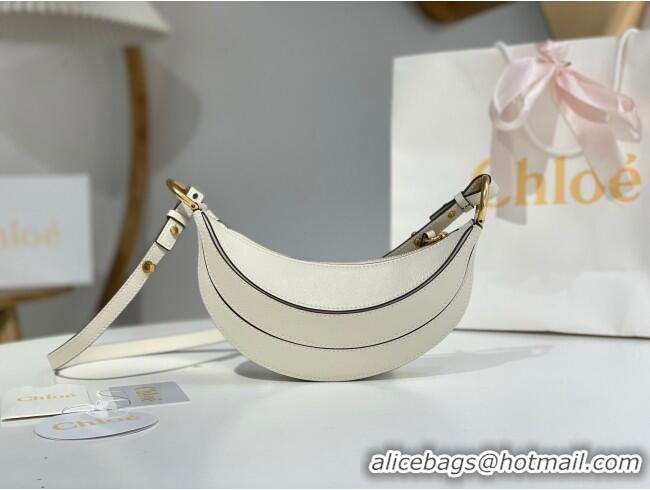 Super Quality Chloe Banana Cross-body Bag in Grained Leather W865 White 2025