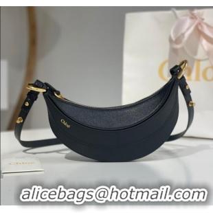 Grade Design Chloe Banana Cross-body Bag in Grained Leather W865 Black 2025