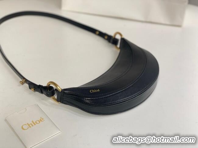 Grade Design Chloe Banana Cross-body Bag in Grained Leather W865 Black 2025