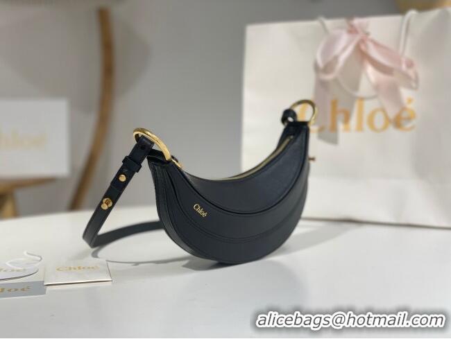 Grade Design Chloe Banana Cross-body Bag in Grained Leather W865 Black 2025