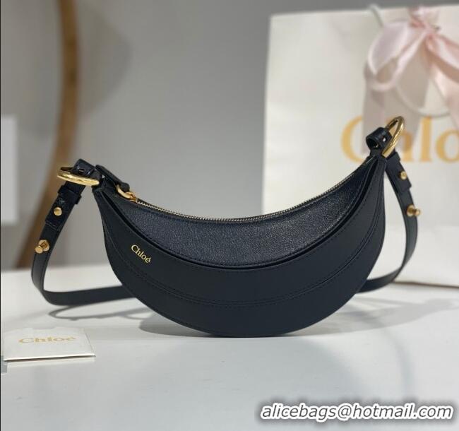Grade Design Chloe Banana Cross-body Bag in Grained Leather W865 Black 2025