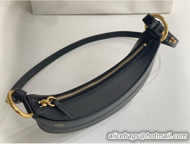 Grade Design Chloe Banana Cross-body Bag in Grained Leather W865 Black 2025