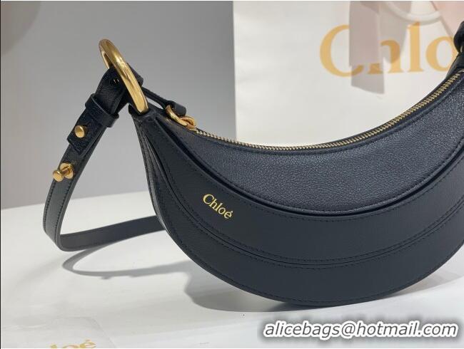 Grade Design Chloe Banana Cross-body Bag in Grained Leather W865 Black 2025