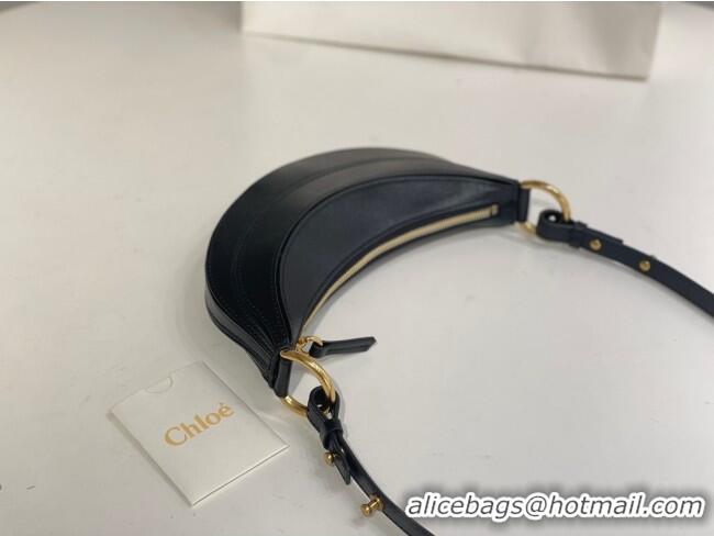 Grade Design Chloe Banana Cross-body Bag in Grained Leather W865 Black 2025