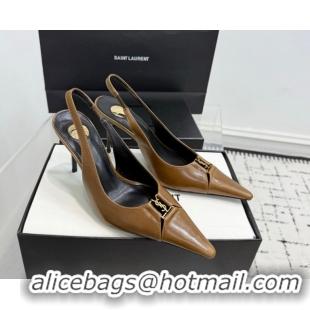 Trendy Design Saint Laurent Babylone Breteuil Slingbacks Pump 9cm in Oil Leather Khaki 51213005