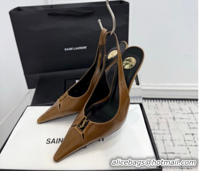 Trendy Design Saint Laurent Babylone Breteuil Slingbacks Pump 9cm in Oil Leather Khaki 51213005