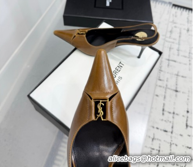Trendy Design Saint Laurent Babylone Breteuil Slingbacks Pump 9cm in Oil Leather Khaki 51213005