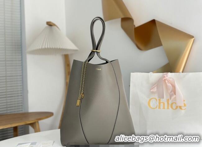 Buy Cheap Chloe Large Spin Tote Bag in Grained Leather 1120 Grey 2025