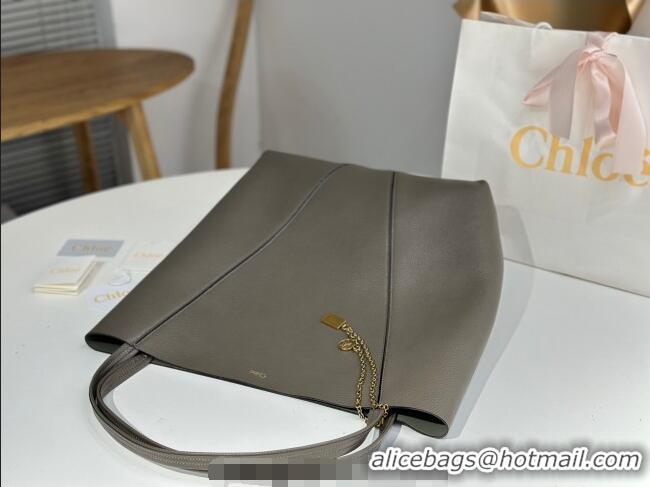 Buy Cheap Chloe Large Spin Tote Bag in Grained Leather 1120 Grey 2025