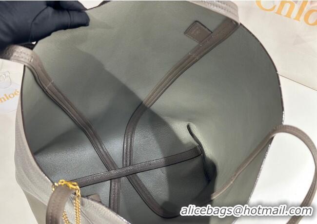 Buy Cheap Chloe Large Spin Tote Bag in Grained Leather 1120 Grey 2025