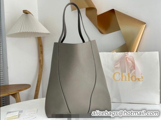 Buy Cheap Chloe Large Spin Tote Bag in Grained Leather 1120 Grey 2025