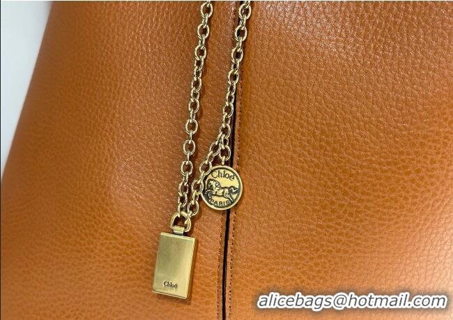 Inexpensive Chloe Large Spin Tote Bag in Grained Leather 1120 Brown 2025