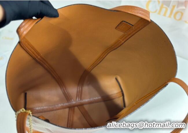 Inexpensive Chloe Large Spin Tote Bag in Grained Leather 1120 Brown 2025