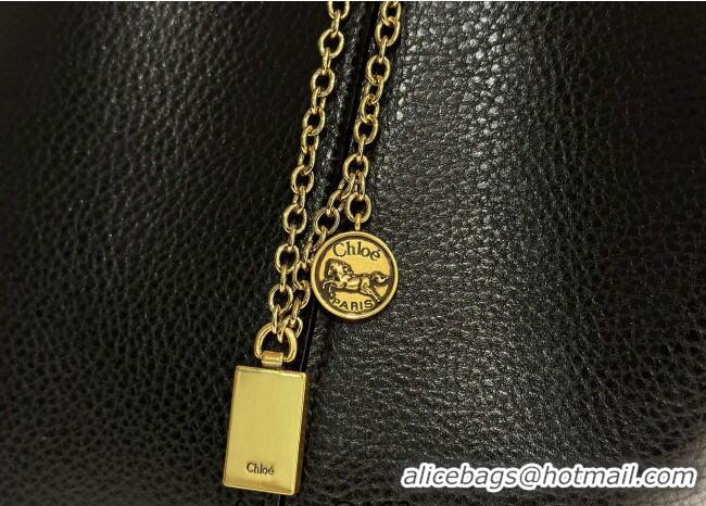 Super Quality Chloe Large Spin Tote Bag in Grained Leather 1120 Black 2025