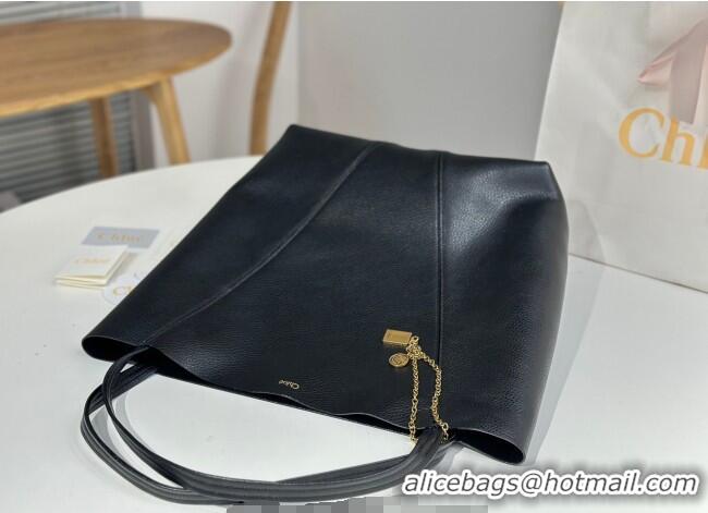Super Quality Chloe Large Spin Tote Bag in Grained Leather 1120 Black 2025