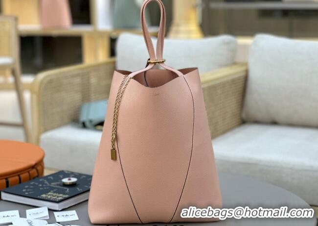 Top Quality Chloe Large Spin Tote Bag in Grained Leather 1120 Light Pink 2025
