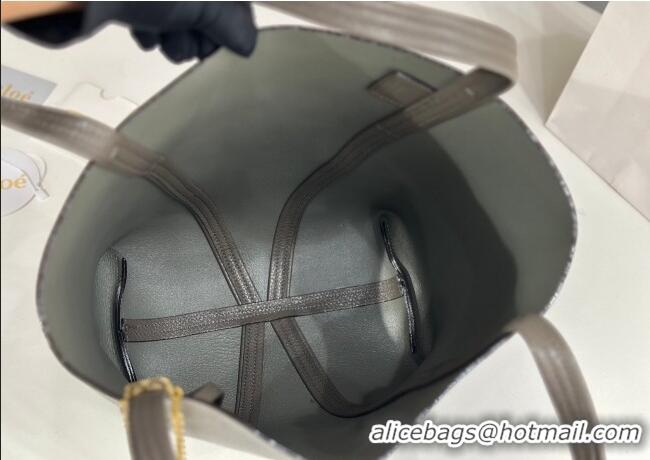Famous Brand Chloe Medium Spin Tote Bag in Grained Leather 1120 Grey 2025
