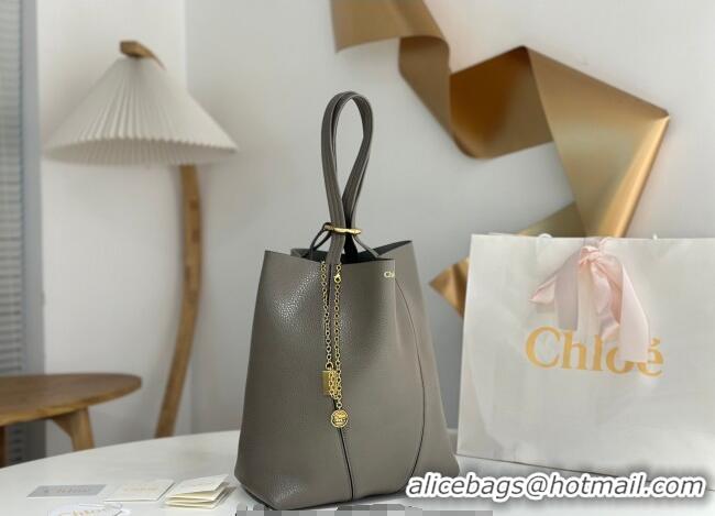 Famous Brand Chloe Medium Spin Tote Bag in Grained Leather 1120 Grey 2025