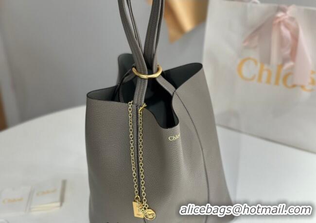 Famous Brand Chloe Medium Spin Tote Bag in Grained Leather 1120 Grey 2025