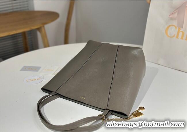Famous Brand Chloe Medium Spin Tote Bag in Grained Leather 1120 Grey 2025