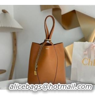 Famous Brand Chloe Medium Spin Tote Bag in Grained Leather 1120 Brown 2025