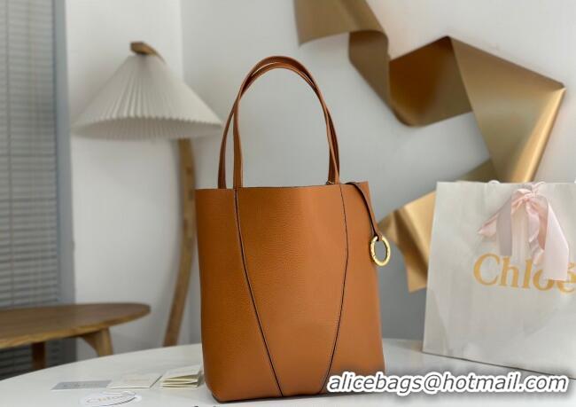 Famous Brand Chloe Medium Spin Tote Bag in Grained Leather 1120 Brown 2025
