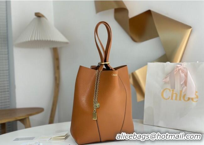 Famous Brand Chloe Medium Spin Tote Bag in Grained Leather 1120 Brown 2025