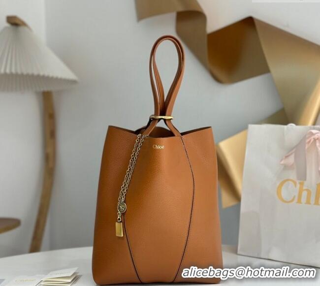 Famous Brand Chloe Medium Spin Tote Bag in Grained Leather 1120 Brown 2025